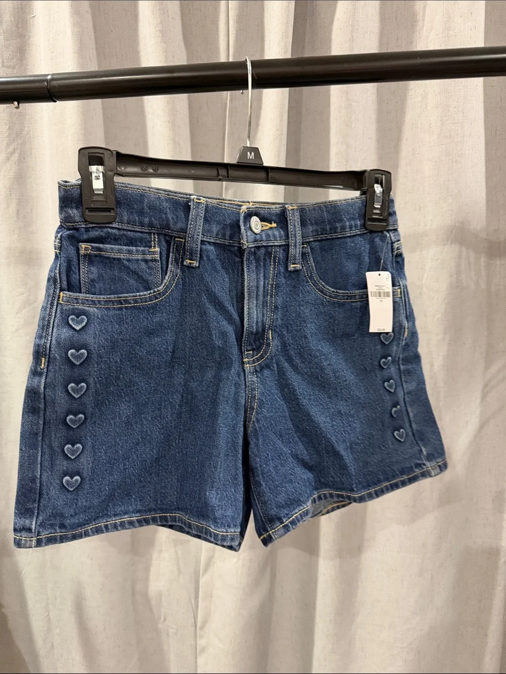 Old Navy Denim Shorts with Side Heart Embroidery - Blue